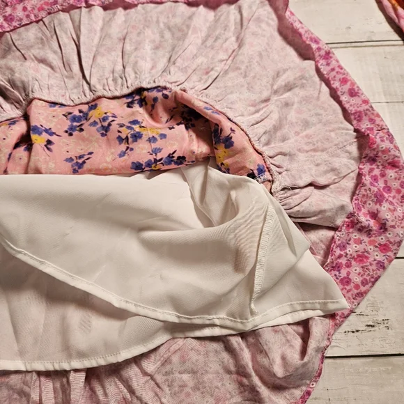 For Love Bell Floral Ruffle Mini Dress Medium NWT Pink Boho Layered V-Neck - Picture 9 of 12